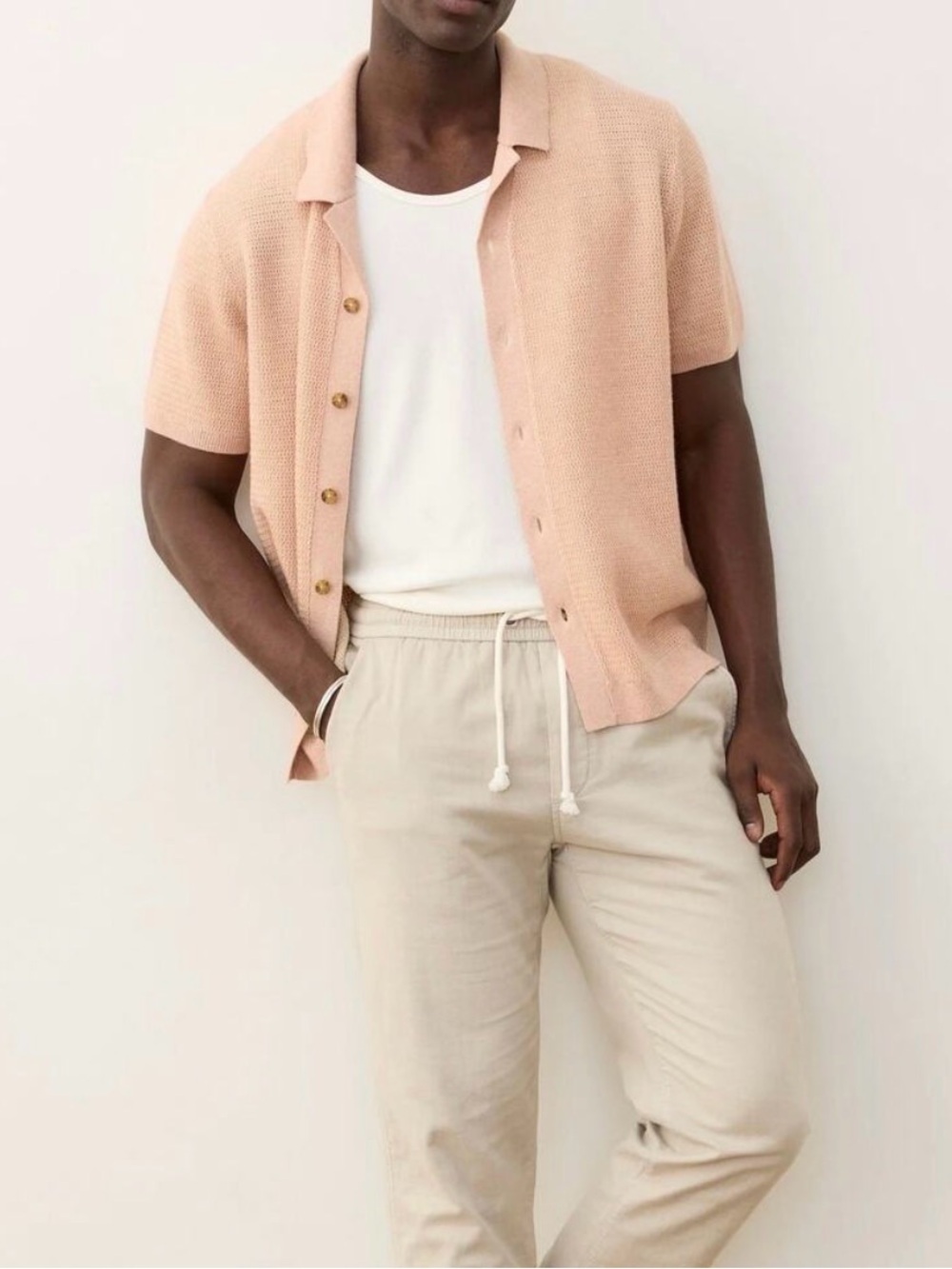 Marine Layer Pink Beige Knit Sweater